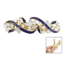 Новая золотая металлическая Французская заколка с искусственным кристаллом, инкрустированная синяя заколка для волос