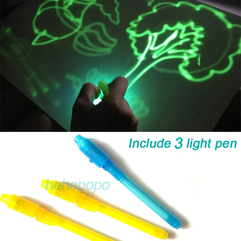 С оригинальной коробкой А5 Enlgish набор досок для рисования 3 шт. светящиеся ручки Рисование ночью Светящиеся в темноте волшебное Рисование веселые детские игрушки