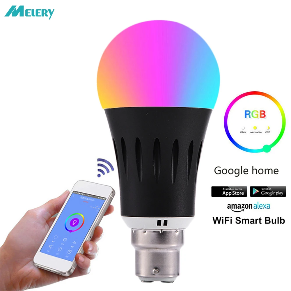 WiFi Смарт светодиодные лампы B22 RGB цветные огни 60 Вт эквивалентный пульт