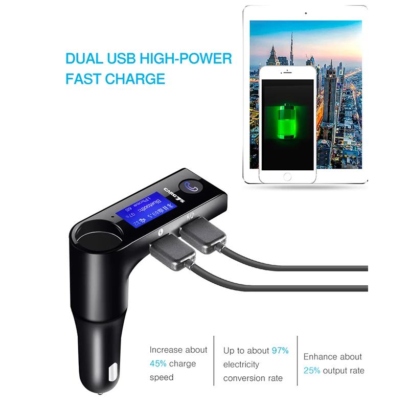 Автомобильный прикуриватель MP3 Bluetooth передатчик приемник громкой связи двойной USB Bluetooth плеер Aux передатчик автомобильное зарядное устройство G7S