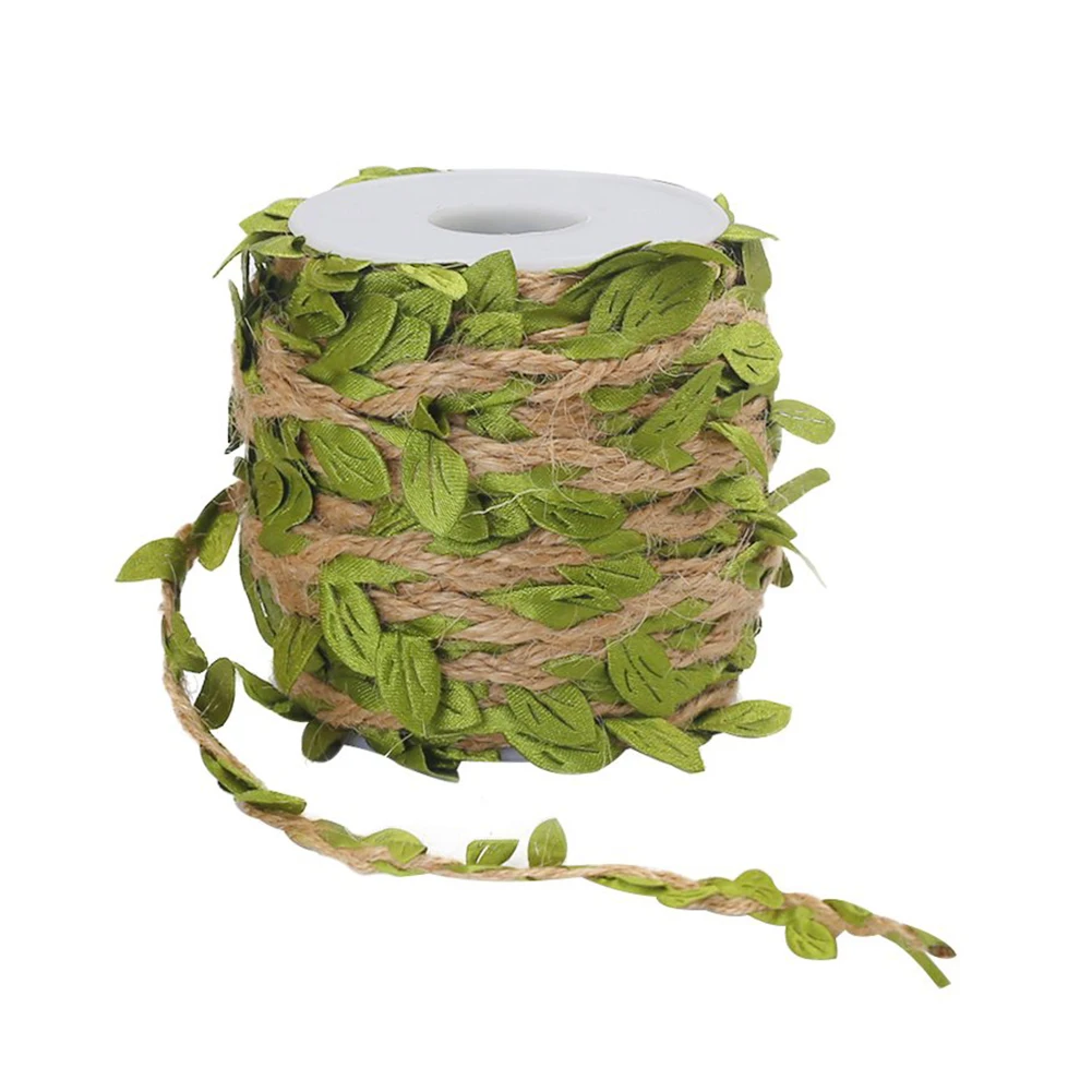 10 м моделирование зеленые листья ткачество пеньковая веревка DIY Свадьба День рождения Свадебные украшения из ротанга Подарочный букет