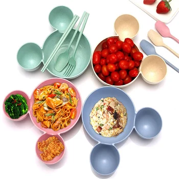 

Cartoon Cute Children Kids Plastic Rice Bowl Lovely Eco-friendly Fruit Plate Dishes Tableware Baby Lunch Bowl