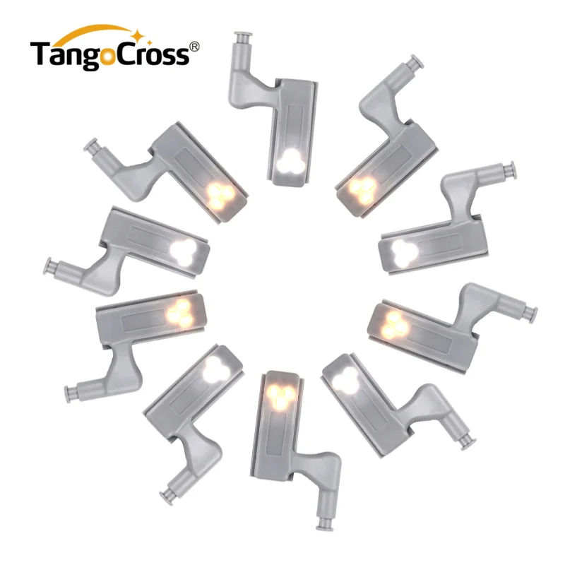 TangoCross 2pcs Under Cabinet Lights Kitchen LED Light Sensor LED Cocina for Wardrobe Closet Cupboard Hinge Battery Powered (3)