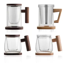 Стеклянная чашка светодиодная пивная кружка термостойкая и утолщенная чайная вода разделительная фильтрация изготовление покрытая Бытовая высокая