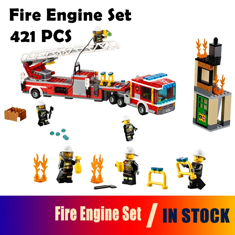 

02086 421PCS Model Building Blocks toys Fire Engine Set compatible with lego City Series 60112 Educational DIY toys & hobbies