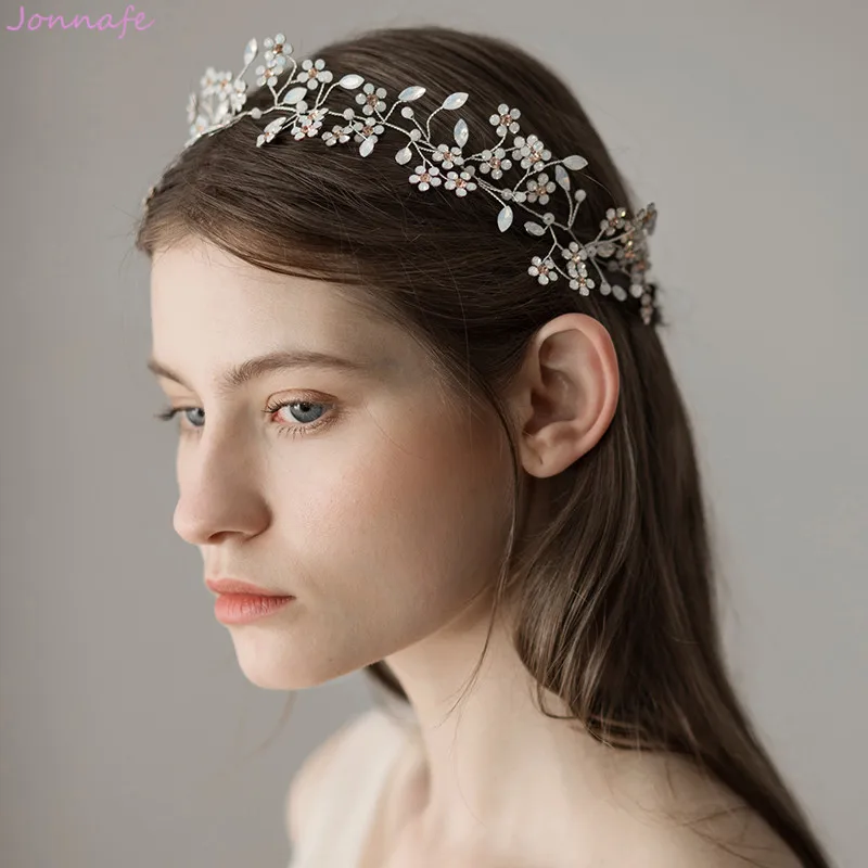 Silver Bridal Headpiece Rhinestone Crystal Flower Wedding Tiara Headband V947 