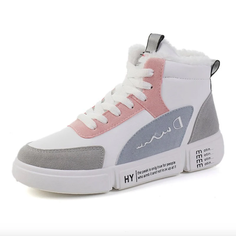 

Women Sneakers New Fashion PU Leather Women Casual Shoes Winter Lace-Up Flats Platform Warm Plush Fashion Women Shoes