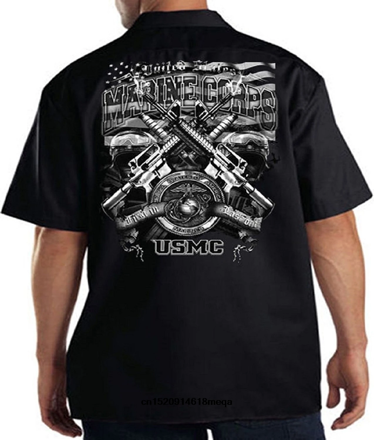 funny t shirts Marine Corps Shirt Work Big Logo Men's Fashion T-shirt | Женская одежда