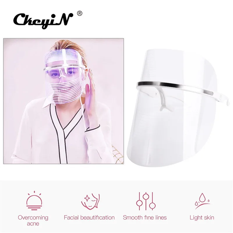 

Professional There Color Photon Facial Skin Care Mask Anti-aging Rejuvenation LED Light Therapy Facial Mask Beauty Device 42