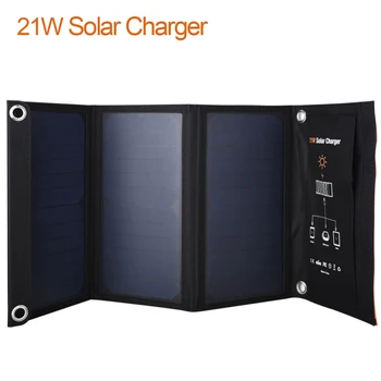 

New 21W Solar Panels Charger Portable Folding Waterproof Solar Panel Battery Charger Power Bank for Phone Battery Dual USB Port
