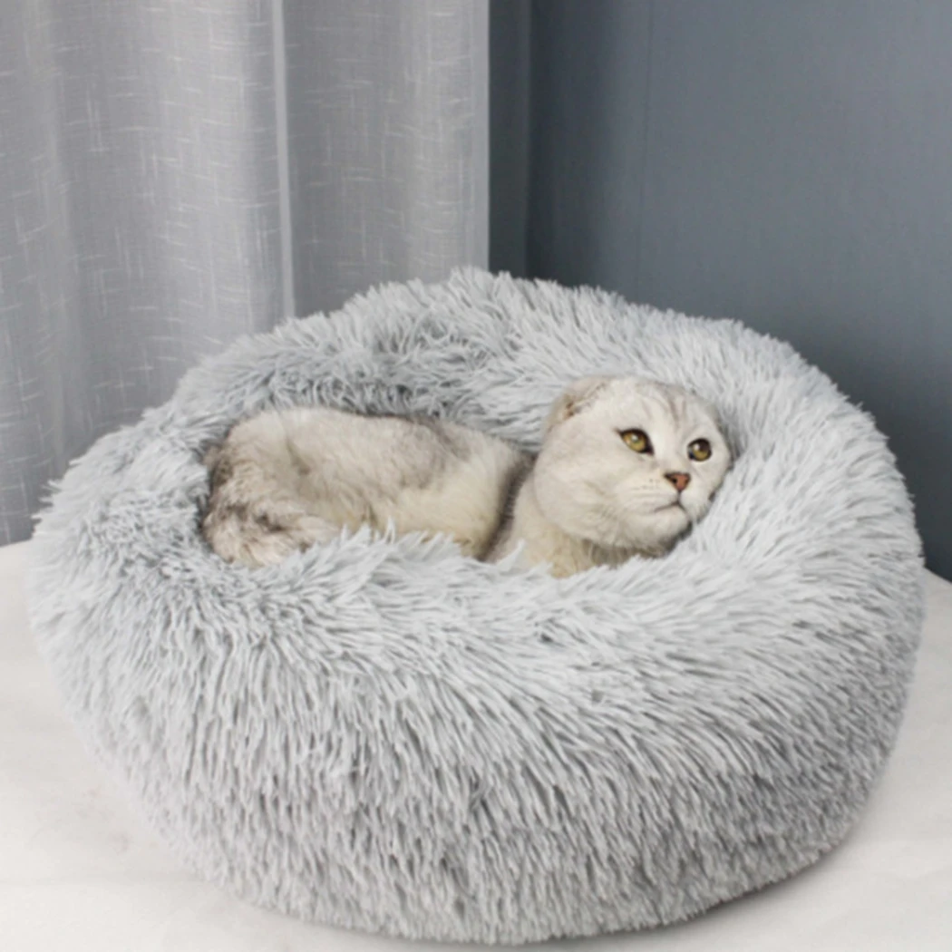 

Warm Round Solid Color Pet Nest Pet Lounger Cushion For Small Medium Large Dogs & Cat Winter Dog Kennel Puppy Mat Pet Bed