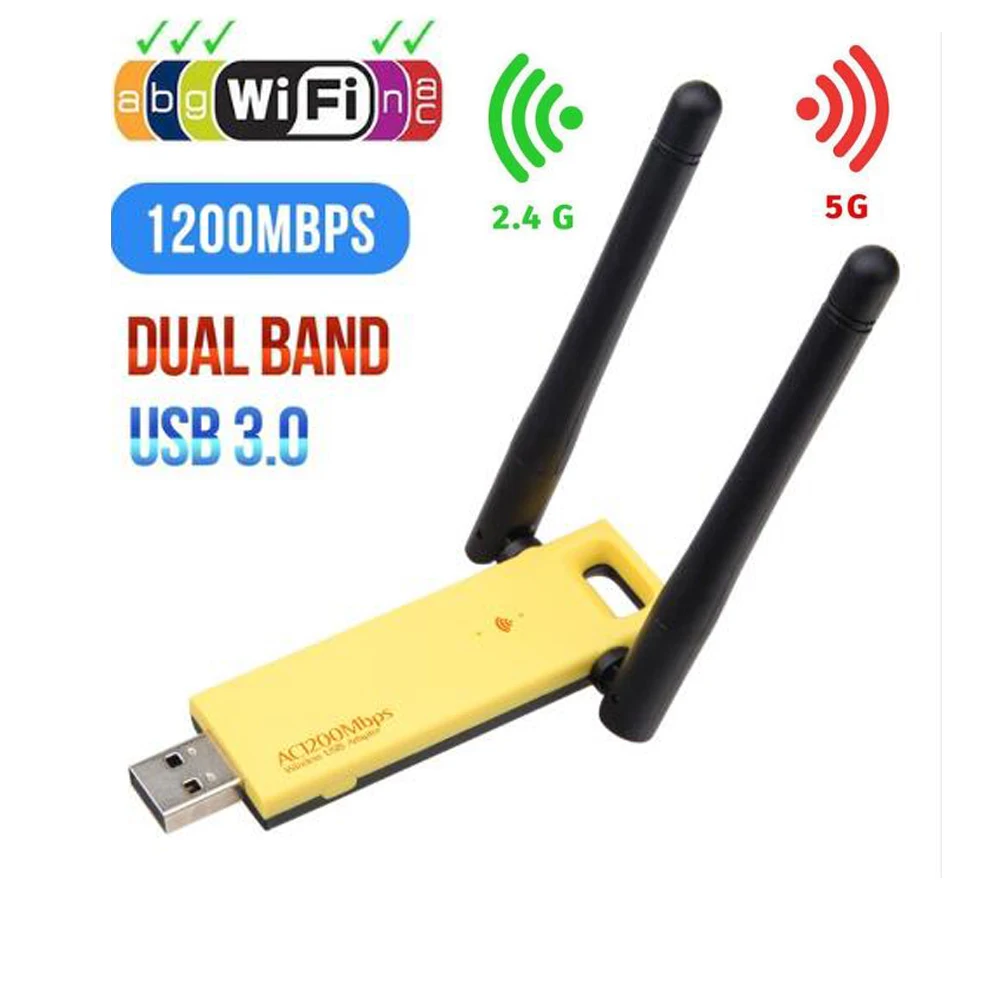 

1200Mbps Wireless USB WiFi Adapter wi fi Antenna PC Network Card Dual Band wifi 5Ghz Adapter Lan USB Ethernet Receiver AC Wi-fi