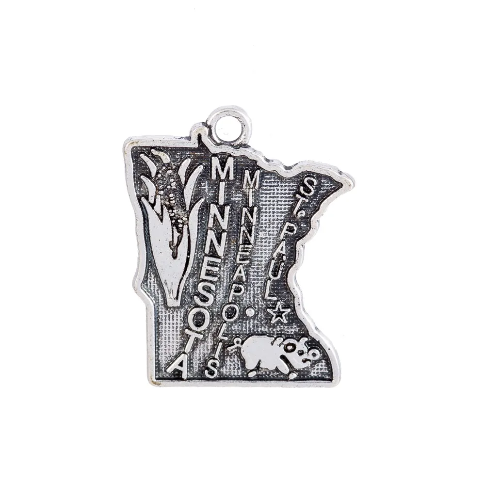 

10pcs Charms Minnesota State Map 18x23mm Antique Silver Pendant Minnesota State Map Charms For Jewelry Making Jewelry Findings