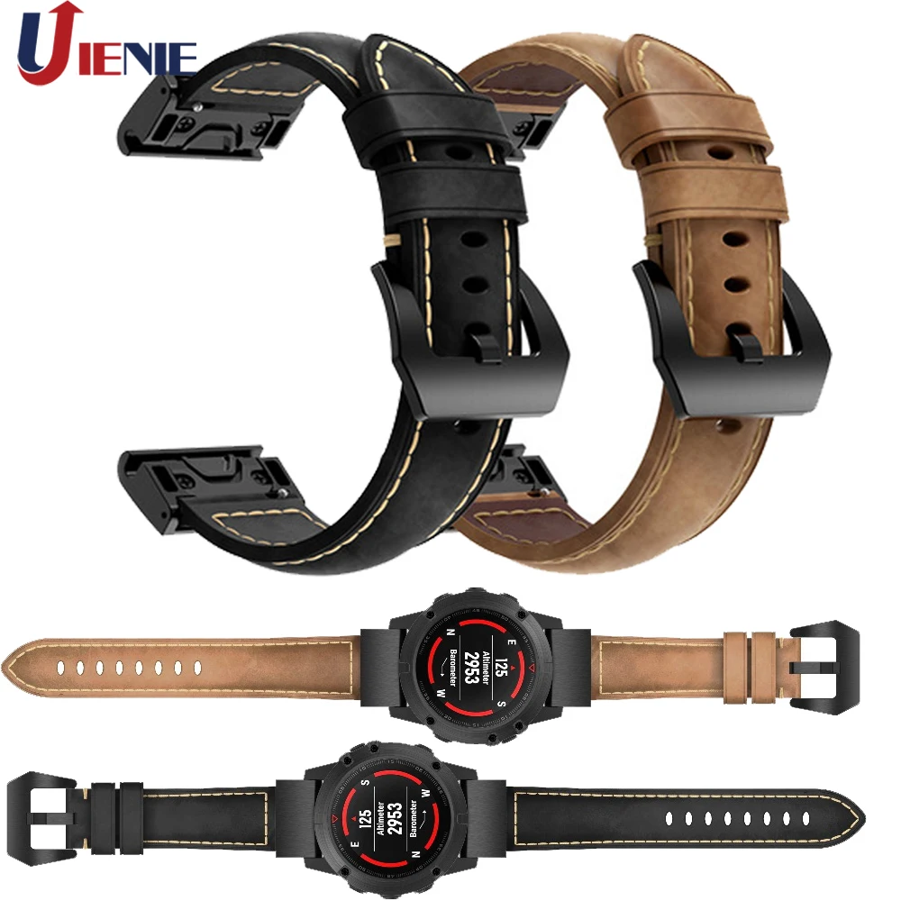 Billig Leder Band Armband Armband für Garmin Fenix 5 5X 5S Plus 6 6X 6S smart Armband 20mm 22mm 26mm Quick Fit Armband Strap