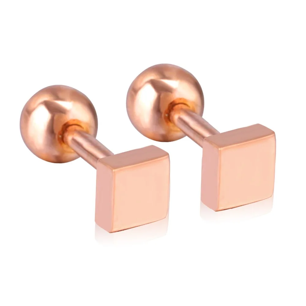 Серьги гвоздики LUXUSTEEL из нержавеющей стали ювелирные изделия цвета розового
