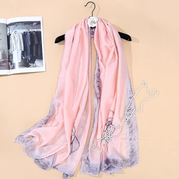 

Silk Scarf Women Print Scarf Flower,Birds,leaf,chains, 100% Natural Silk Wraps Shawls and Scarves 180*90cm Hijabs