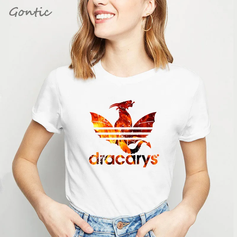 

Dracarys Women Tshirt Game of Thrones tee Mother of Dragons T-shirt Dragon Fire Winterfell White Vogue T Shirt Summer Tops tee