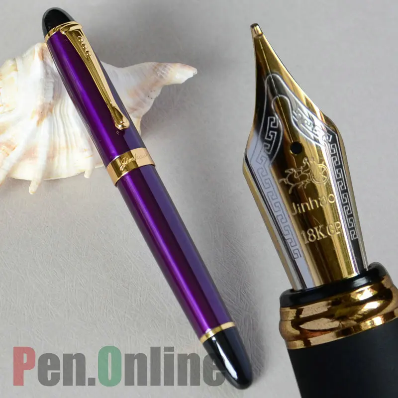 Перьевая ручка JINHAO X450 фиолетовая 18 КГП 0 7 мм со средним пером с золотой отделкой 450