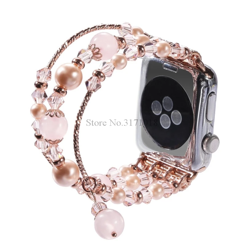 Роскошный браслет с имитацией агата и бусинами жемчугом для Apple Watch Series 4 2 3 1