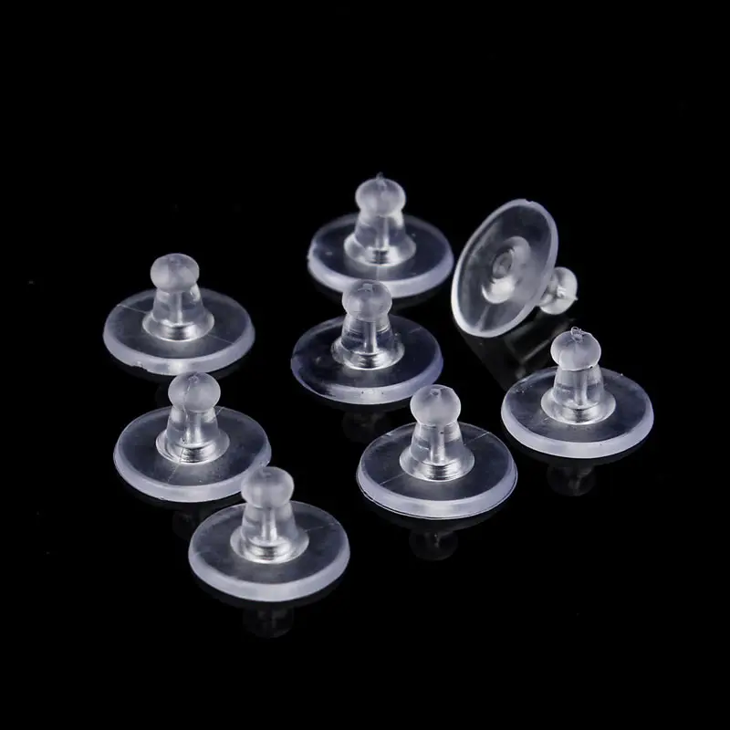 

100-200Pcs Earrings Jewelry Accessories Rubber Back Silicone Round Ear Plugging Blocked Plastic Earring Back Stoppers for DIY