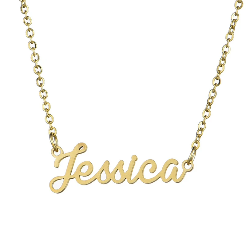 

Gold Color Necklace Jewelry Stainless Steel Personalized Custom Name Necklace For Gift Nameplate Unisex Cross Pendant Choker