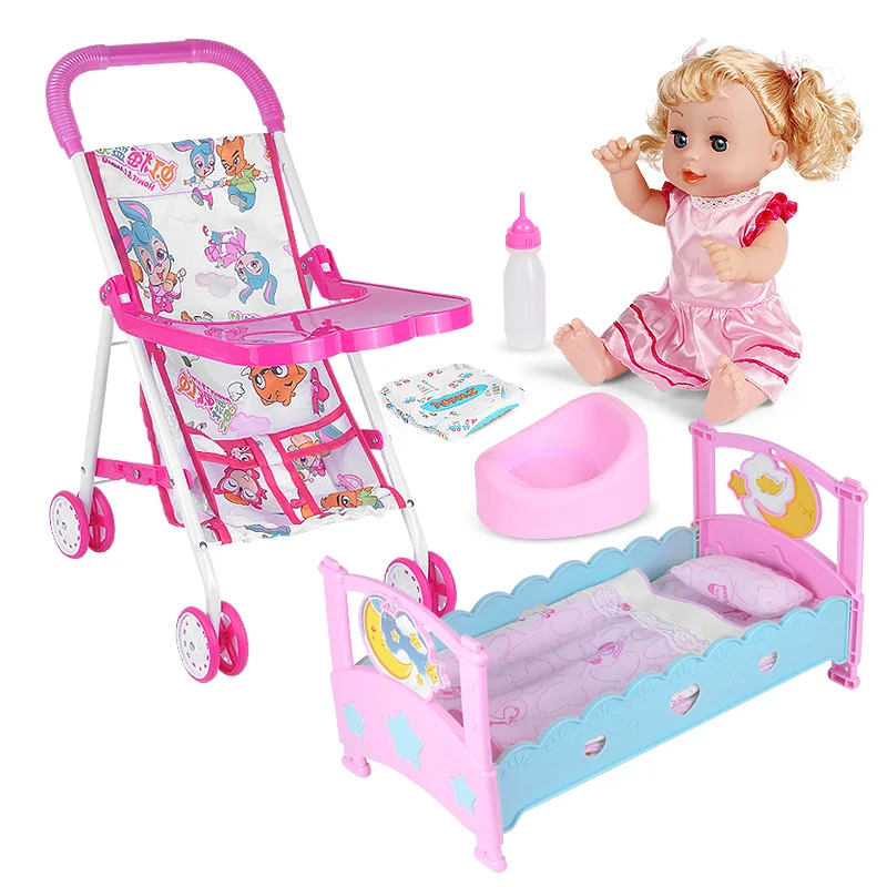 الطفل مسرحية الأثاث مجموعة ألعاب قوس قزح محاكاة الطفل عربة للطي كرسي سرير المهد مسرح التبعي مجموعات الالعاب