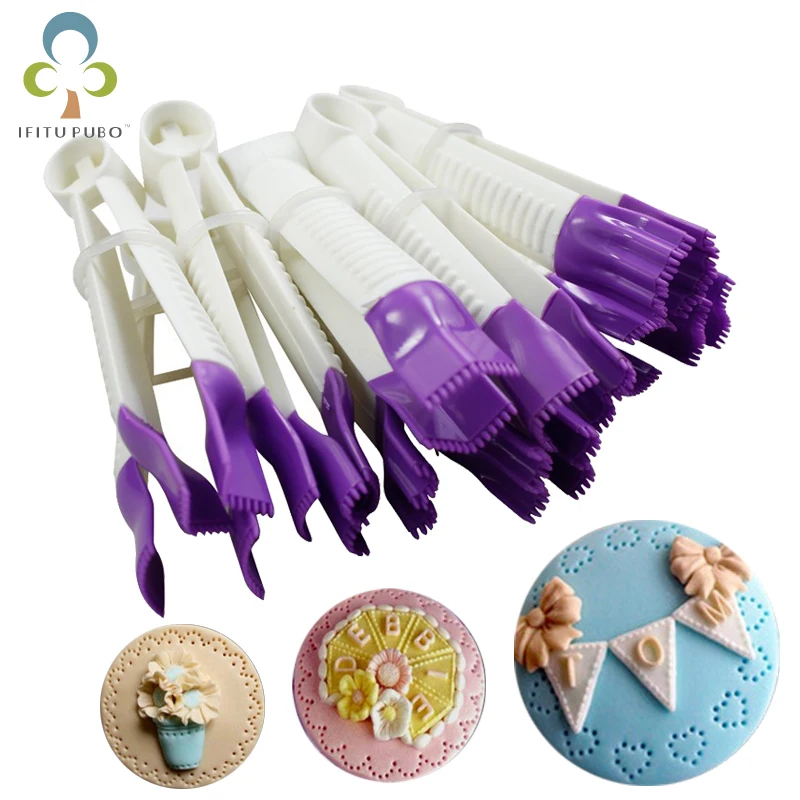 

10pcs Flower Shape Lace Edge Clip Fondant Cake Cutter Cake Decorating Tools Cupcake Cookies Cutter Bakeware Baking Mould GYH