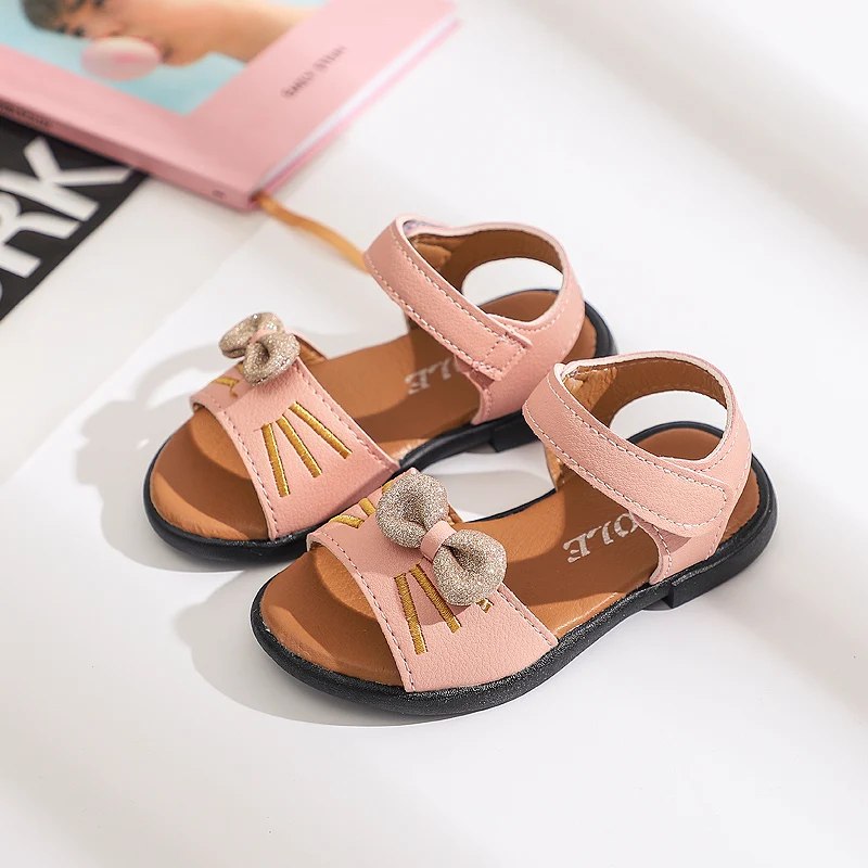 

2019 New Kids Summer Shoes For Girls Cute Cat Bow Tie Beach Sandals Children Summer Shoes Princess Dress Shoes Girls