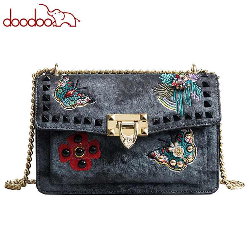 Vintage Rivet Shoulder Messenger Bags Butterfly Flowers Embroidery Pearl Designer Famous Brand Women Chain Crossbody Bags gg Bag Vintage Rivet Shoulder Messenger Bags Butterfly Flowers Embroidery Pearl Designer Famous Brand Women Chain Crossbody Bags gg Bag