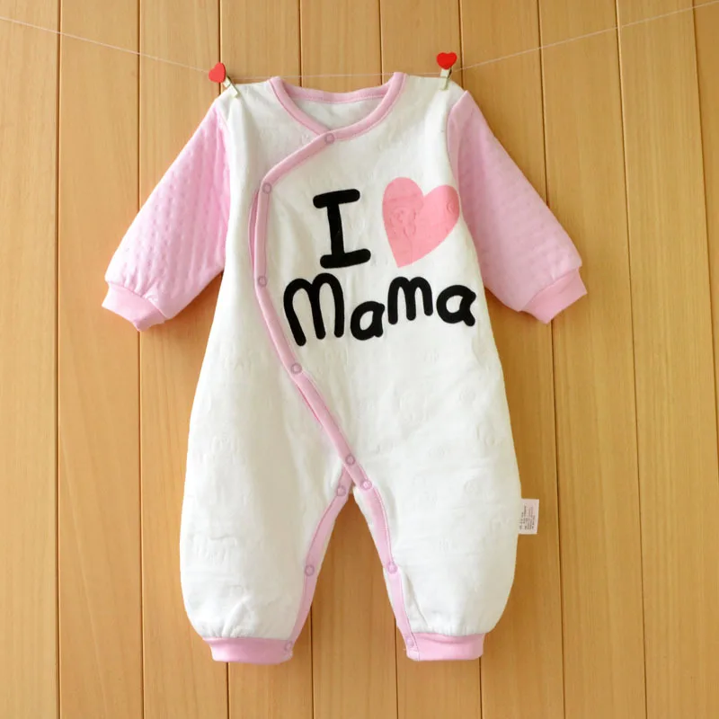 Детский комбинезон i love mama papa мультяшная Одежда для маленьких мальчиков и девочек