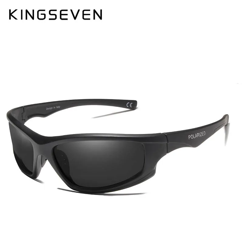 KINGSEVEN, фирменный дизайн, поляризационные солнцезащитные очки, мужские очки для вождения, мужские солнцезащитные очки, зеркальные очки, UV400 Oculos - Цвет линз: Matte gray