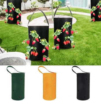 

Felt Hanging Garden Farm Home Planting Grow Bag Strawberry Flower Vegetable Flower Potato Plants Planter Bag 3 Colors