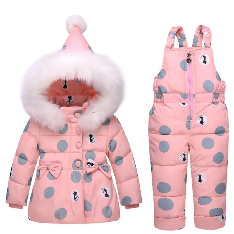 Пуховик для маленьких девочек комплекты зимней одежды комбинезоны с капюшоном и бантом комбинезоны, зимняя одежда детская одежда для малышей 1, 2, 3 лет