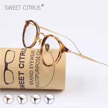 Симпатичные цитрусовые оптические очки оправа винтажные круглые Рецептурные очки женские эластичные B Титан Мужские Ретро близорукость очки gafas