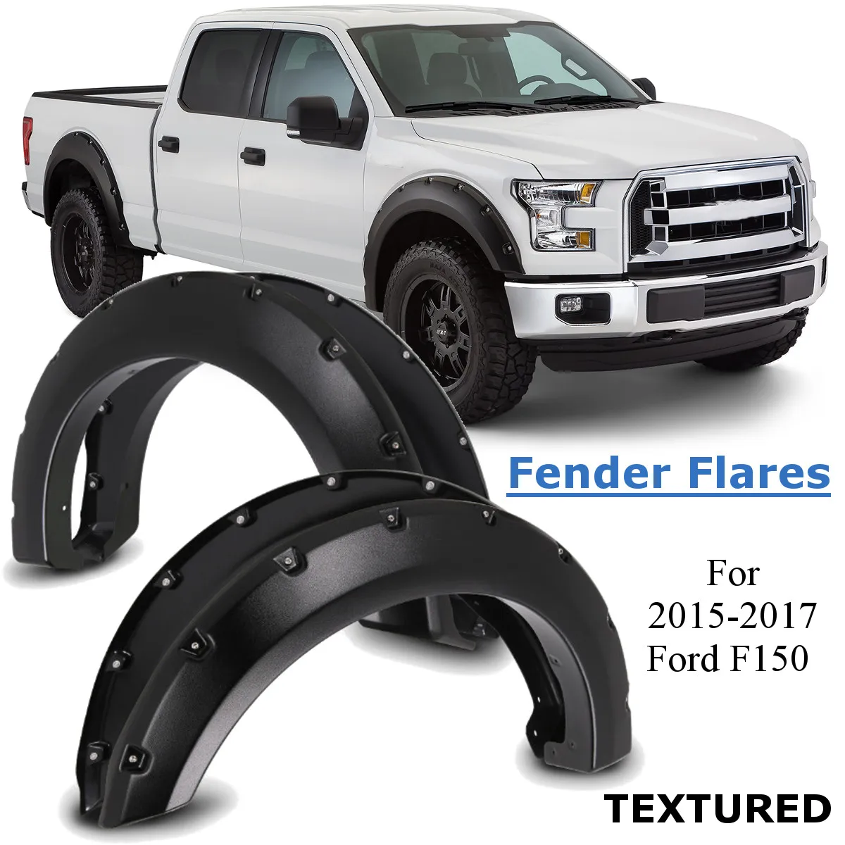 

4pcs Pocket Rivet Fender Flares Textured Mud Flaps Mudguards Splash Guards For Ford F150 2015 2016 2017