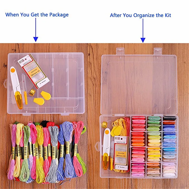 Looen Embroidery Floss Kit 50 Colors Friendship Bracelets Floss DIY Craft with Sewing Needles Bobbins Cross Stitch Kits With Box (2)
