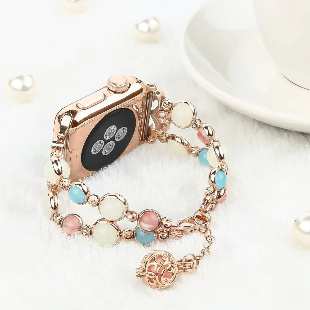 Link bracelet strap For Apple watch band 4/3 38mm 44 mm iwatch band 42mm 40mm Luminescence Handmade Women Watch Band clock wrist