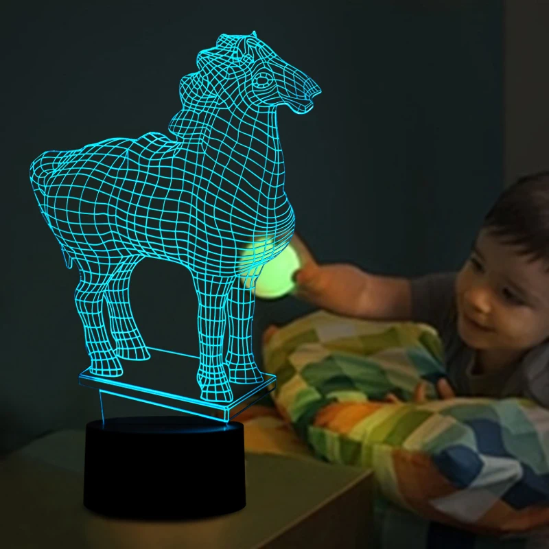 Funny 3D Animal Lamp LED Horse Model Night Lights LED USB Sensor Lamp