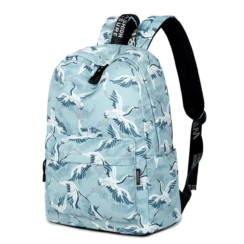 2018 кран узор школьный для студента моды диких гусей попугай полиэстер рюкзак Для женщин Обувь для девочек Женский Рюкзак Путешествия Bagpack