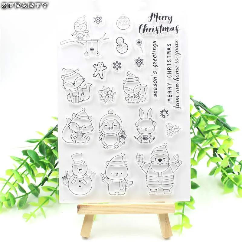 

ZFPARTY Christmas Animals Transparent Clear Silicone Stamp/Seal for DIY scrapbooking/photo album Decorative clear stamp sheets