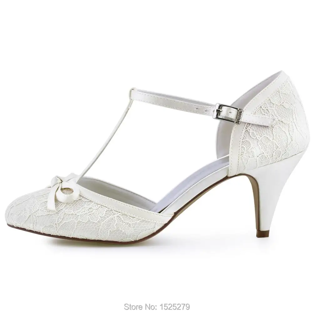 Hc1721 white strap Orteil Ivoire Pompes Dentelle Mariée Chaussures De T Ivory Mariage Blanc Fermé Femme Soirée Arcs ApHnwxqa7