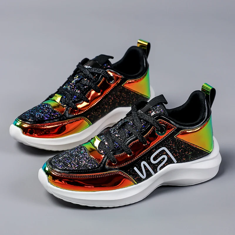 

Allwesome 2019 Fashion Sneakers Women Trendy Chunky Dad Shoe Laces Platform Shoes Magic Color Matching Sneakers Chaussures