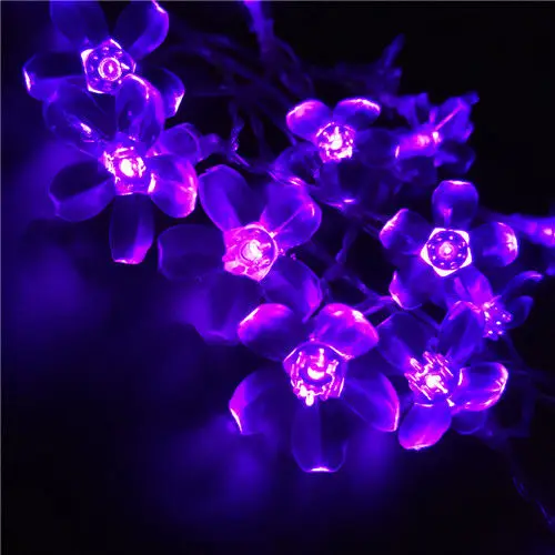 12/22M лампа для ограждения на солнечной светильник s гирлянды светильник Luces Led Decoracion открытый газон патио 100 Сакура Цветы лампа solarna светильник Инж - Испускаемый цвет: Purple