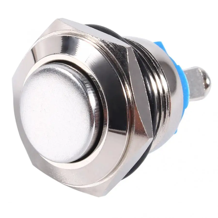 

engine start button ignition switch 12V 16mm Car Waterproof Momentary Metal Push Button ON OFF Horn Switch Silver car switch