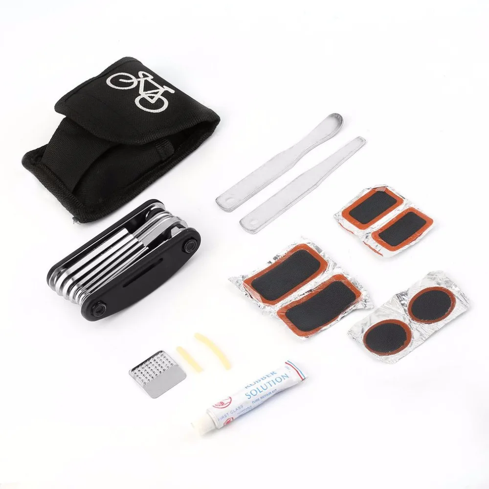 Best 1 Set Bike Bicycle Portable Cycling Tyre Repair Kit Tool With Tool Bag