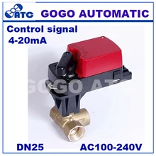 GOGO DN25 G" 6Nm 4-20mA управление Электрический шаровой кран 3 way смешивания подачи пропорционального моторизованный шаровой клапан для системы вентиляции и кондиционирования AC100-240V