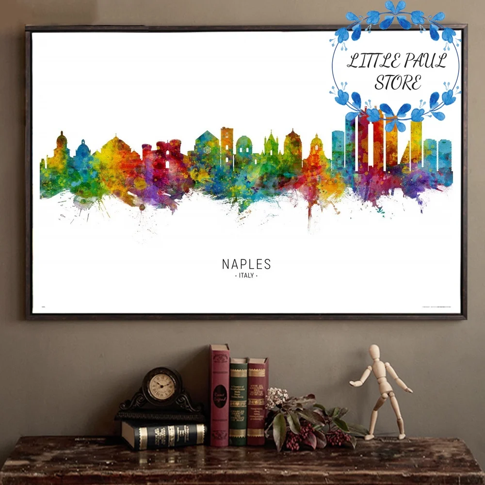 

Skyline Florence Milan Naples Rome Venice Italy Landscape Map Art Canvas Poster Wall Picture for Living Room No Frame