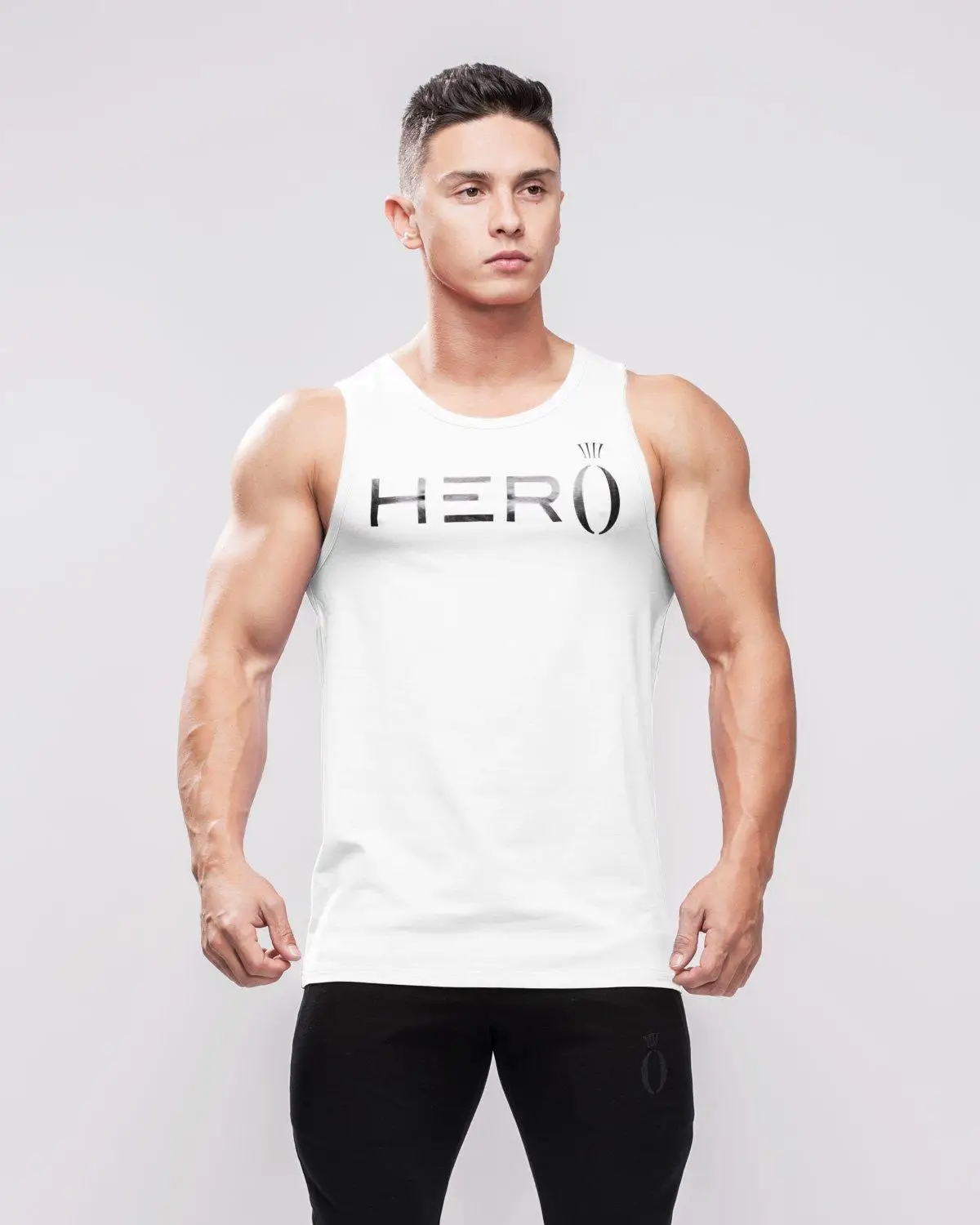 Hera Hero Men's Body Slimming Compression Sleeveless Tight vest Fitness Moisture Wicking Workout Vest Muscle cotton Tank Top - Цвет: HERO4 white