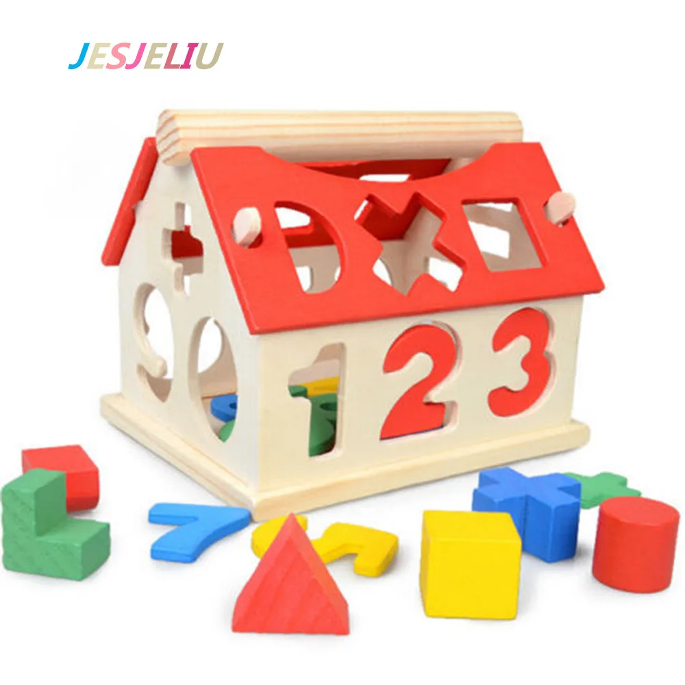 

Blocks House Kids Mathematics Tools Intellectual Developmental Building Educational Toys Baby Wood Teaching Resources Gift
