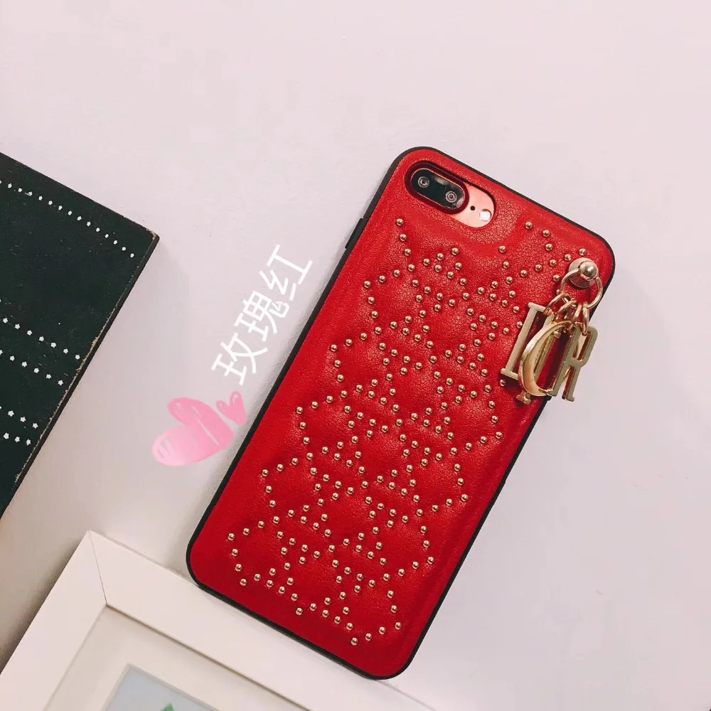 For iPhone 6 6s plus Luxury Fashion Rivet D cell Phone Cases For Apple iPhone 7 8 plus X Women Mobile phone Case Cover